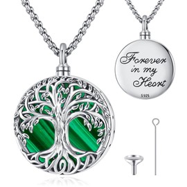 Eusense Tree of Life Urn Pendant 925 Sterling Silver Urns Necklace for Ashes Necklace Jewelry Memorial Ashes Pendant for Men Women
