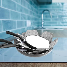 Pot and Pan Protectors, 6 Pack Pan Protectors in 3 Sizes, Pot Separator for Stacking, Anti-Slip Pan/Pot Dividers to Avoid Stratching or Marring, Protecting Pads for Glass/Ceramic Plates and Cookwares