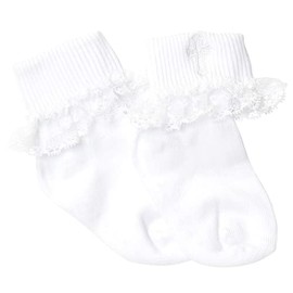 Born to Love Girls First Communion Baptism Christening Socks with Cross Embroidery 6 to 12 months, white