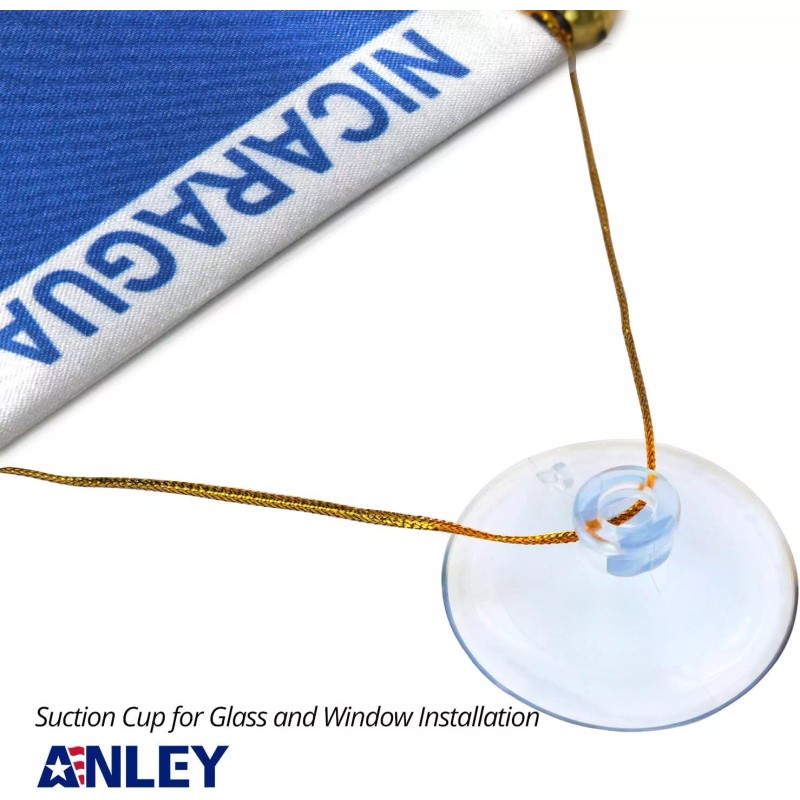 Anley 4 X 6 Inch Nicaragua Fringy Window Hanging Flag