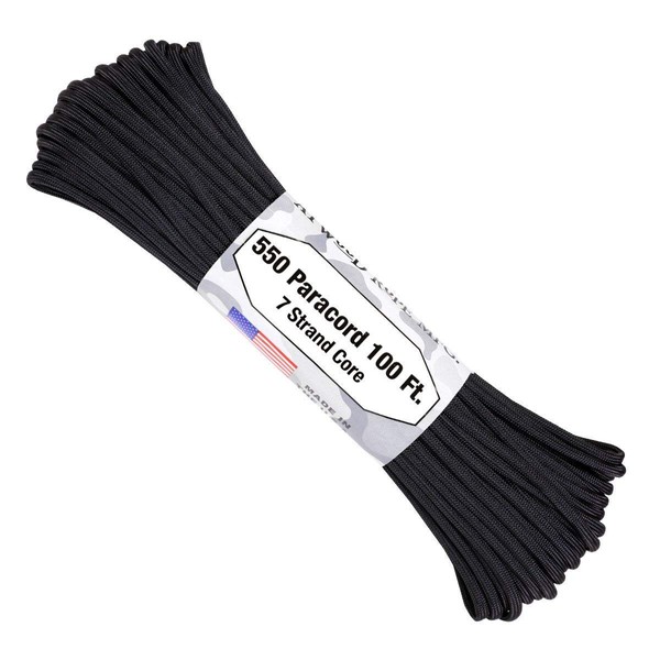 Atwood Rope 550-Pound Type III 7 Strand Core Paracord, 1/8-Inch x 100-Feet, Black