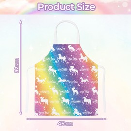 QIHUAN 2 Pieces Pony Printed Apron, Children'S Colorful Halter Neck Apron, Painted Anti-Stained Lace-Up Apron, Creative Cartoon Sleeveless Scarf, Kitchen Cooking Apron.