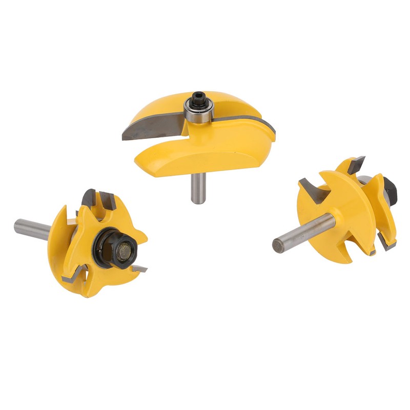 3Pcs set 1/4in Shank Woodworking Frame Door Rail & Stile