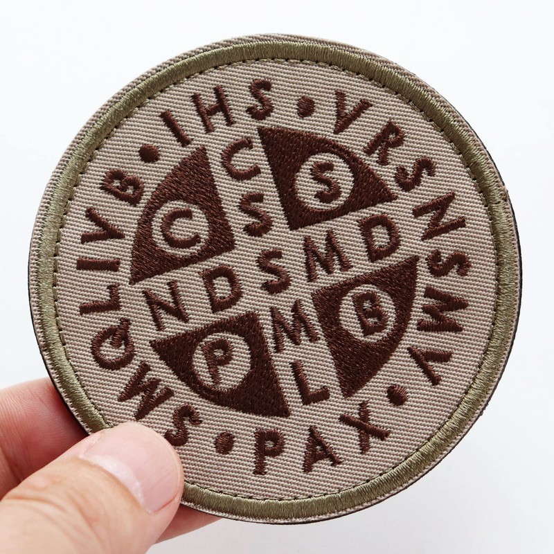 Saint Benedict Medal Patch, Velcro (Velcro/Velcro) Detachable Military Airsoft Embroidered