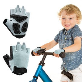 Braventure Kids Bike Gloves for Age 4-13: Half Finger Fingerless Workout Gloves Non-Slip Gel for Bike Motorcycle (Size L)