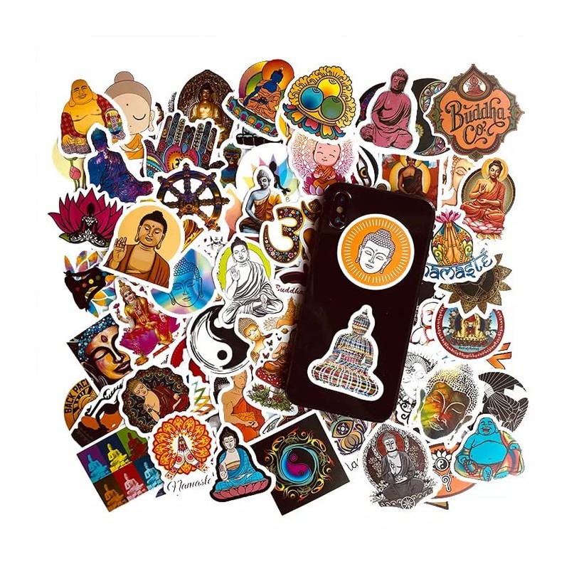 100 Pcs Buddhist Buddha Stickers Waterproof Waterproof Stickers Assorted Car