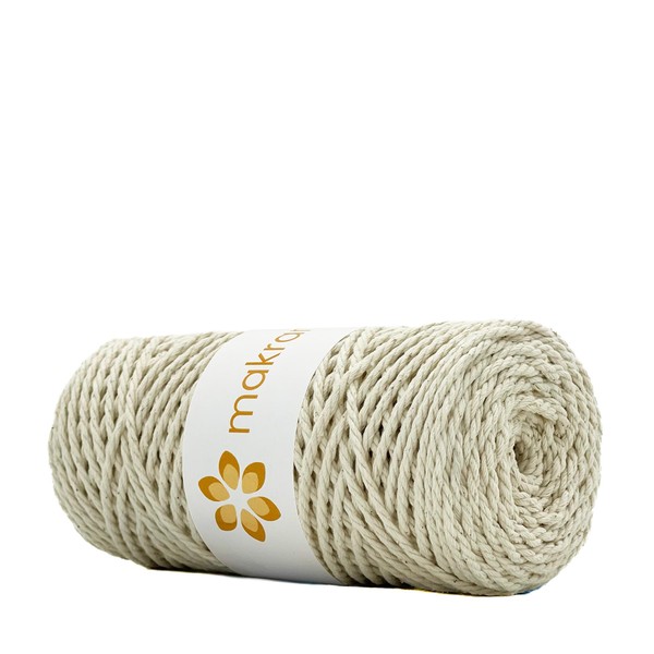 MAKRAMA Cuerda Algodón 2mm 100m para Macrame Colores (Crudo)