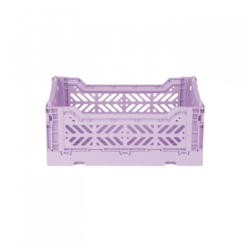 Ay-Kasa Folding Crate, Sturdy Folding Box, Plastic, Stackable, Orchid, Mini