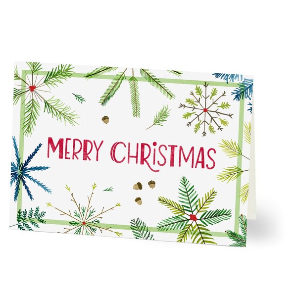 Hallmark Business Christmas Cards for Employees (Pine Snowflakes Christmas) (Pack of 25 Greeting Cards)