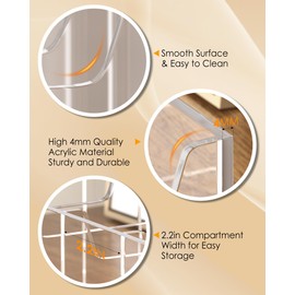 MaxGear Belt Organizer, Acrylic 7 Compartment Belt Storage Rack for Closet, Clear Display Case for Belts, Ties, and Bow Ties