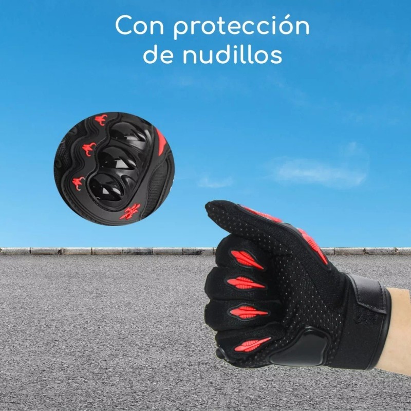 Bluelander Guantes Para Moto O Bicicleta Dedo Completo Negro-rojo