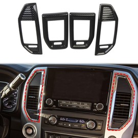 Carbon Fiber Pattern Center Console Dashboard Air Vent Cover Trim Accessories for 2020-2024 Nissan Titan Black