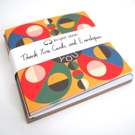 bright stem Modern Abstract Thank You Cards, 12 x 12 cm, Set of 12 with Envelopes, Geometric Design, Recycled Paper