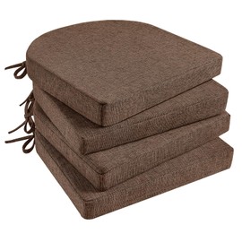 Basic Beyond Chair Cushions for Dining Chairs 4 Pack, Memory Foam Chair Cushion with Ties and Non Slip Backing, 16 x 16 inches Chair Pads for Dining Chairs(Brown)
