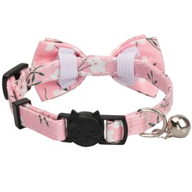 Gyapet Cat Collar Breakaway Safety with Bell Bow Tie Pack in 2 Plaid Flower Pattern Kitten 7-11in