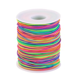 Elastic Band for Bracelets 1 mm x 100 m, Rainbow Bracelet Cord Nylon Cord Elastic Band for Bracelets, Necklaces, Bead Cord, Jewellery Making (Rainbow)