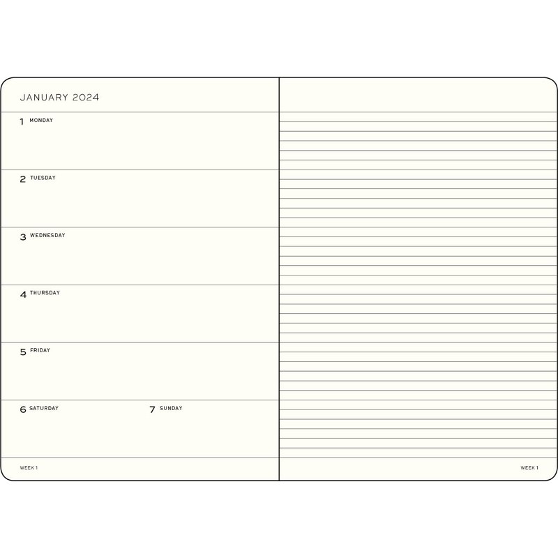 LEUCHTTURM1917 367768 Weekly Calendar & Notebook Softcover Medium (A5) 2024,