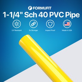 FORMUFIT PVC Pipe, 1-1/4" Size, (1.660" Actual OD) Sch 40 Furniture Grade, Yellow (40"L x 3-Pack) DIY Structural for Greenhouse, Garden, Dog Agility and Maker Projects - P114FGP-YE-40x3