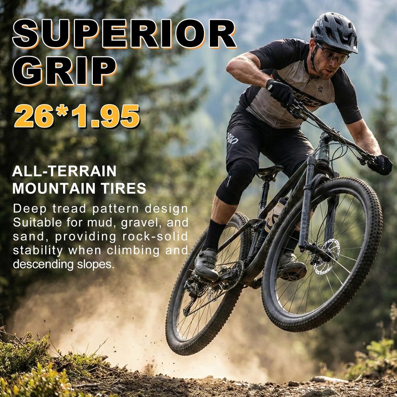 WHEELO Mountain Bike Tires Set: 2-Pack 26x1.95 inch Folding Replacement