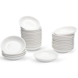 UIBFCWN 3 Oz Ceramic Dipping Bowls, Soy Sauce Dish & Bowl, Small Dipping Sauce Bowls, Flat Cat Dish, Mini Appetizer Plates for Side Dishes, Condiment,BBQ and Party Dinner -4 Inch-Set of 30