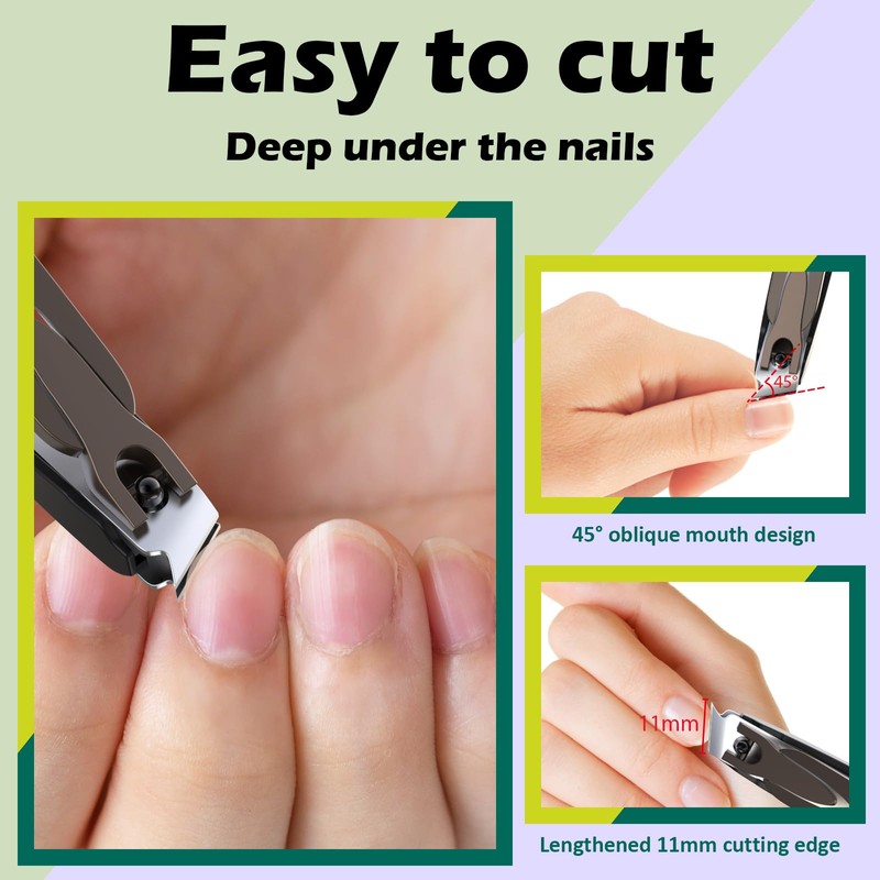 GLAMFIELDS Nail Clipper with Catcher, Large Fingernail Toenail Clipper,Slanted Edge