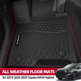 Naibeve Floor Mats for 2019-2024 2025 Toyota RAV4 Hybrid - All Weather for Toyota RAV4 Floor Mats Liners 2 Row & Cargo Liner & Seats Back Cover(Floor Liner+Backrest Mats+Trunk Mat)