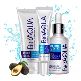 Universo en Linea Set De 3 Pure Skin Bioaqua Retira Acne Y Espinillas Grasa