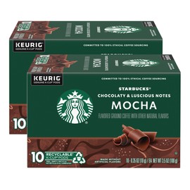 Starbucks Mocha Flavored Ground Coffee K-Cup Pods, Recyclable, 20 K-Cup Pods (Pack of 2 Boxes)