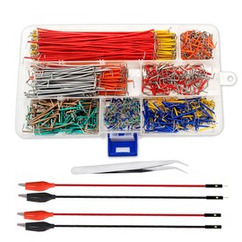840Pcs Breadboard Jumper Wire kit for Arduino, 14 Vaules, 2 mm/0.08"-125 mm/4.92" Minidodoca U-Shape Magnetic jumper wires assortment kit & 4Pcs 34cm/13.4 inch Length Alligator clip test leads