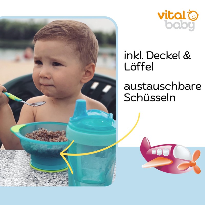 Vital Baby 492041 Unbelievabowl (with Lid & Spoon – Blue