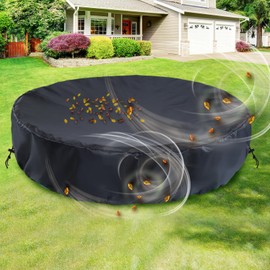 80in Dog Pool Cover - Waterproof Tear-Resistant Round Pet Pool Cover with Drawstring, Foldable Dustproof UV Protection Protective Cover for Outdoor Pet Bath Kids Pool