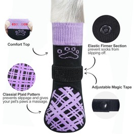 BEAUTYZOO Dog Socks to Prevent Licking for Hardwood Floors -Dog Boots Shoes for Small Medium Large Dogs -Double Side Grips Traction Control Anti Slip Socks for Puppy Doggie Senior Dog, Paw Protector