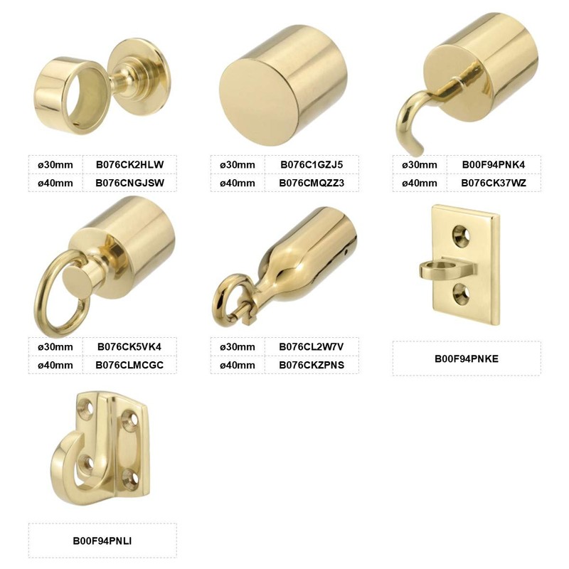 Kanirope® Rope End Cap with Ring Shiny Brass for Diameter