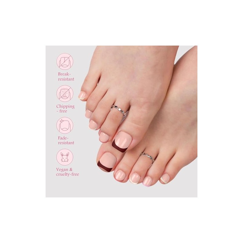 OPkssnails Uñas postizas cortas para pies, 150 unidades, tonos de