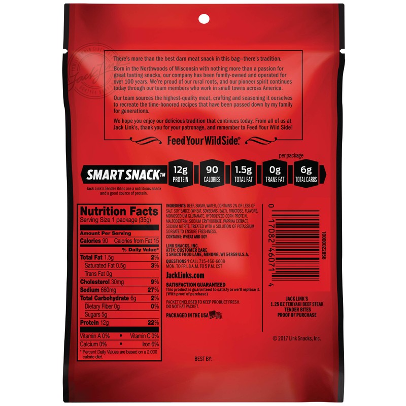 Jack Link's Premium Cuts Beef Steak Tender Bites, Teriyaki, 1.25