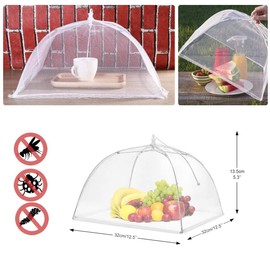 BoloShine 3 Pcs Mesh Screen Food Cover, 12 Inch Tents Popup Collapsible Food Cover, Food Protector Tent Net Screen Umbrella for Keeping Out Flies Bugs Mosquitos Picnics (White)