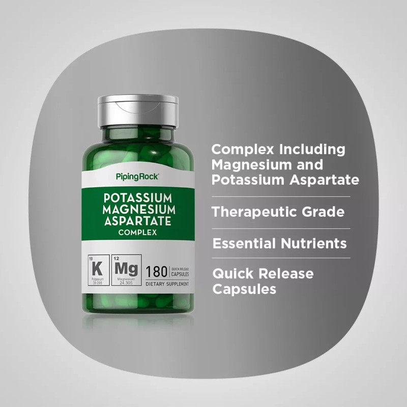 Piping Rock Potassium Magnesium Aspartate Complex | 180 Capsules |