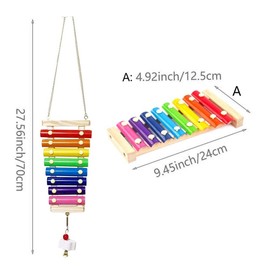 Chicken Xylophone Toy Bird Parrot Toy Wooden Hen Music Toy Chicken Bird Picking Toy with 8 Metal Keys for Chicken Cages