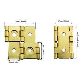JianLing 4pcs Screen Hinge Gold Furniture Folding Double Acting Hinges with Mounting Screws, 360 Degree Rotation