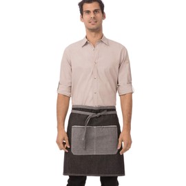 Chef Works AW044-BLK-0 Bronx Half Bistro Apron, Black