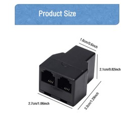 LanSenSu Phone Line Splitter,Telephone Splitter,with RJ11 6P4C Plugs,Suitable for Telephone,Fax Machine,black 2-Pack