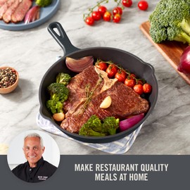 DASH Zakarian 7.5" Nonstick Cast Iron Skillet with Pour Spouts for Searing, Baking, Grilling, Roasting and More - Black