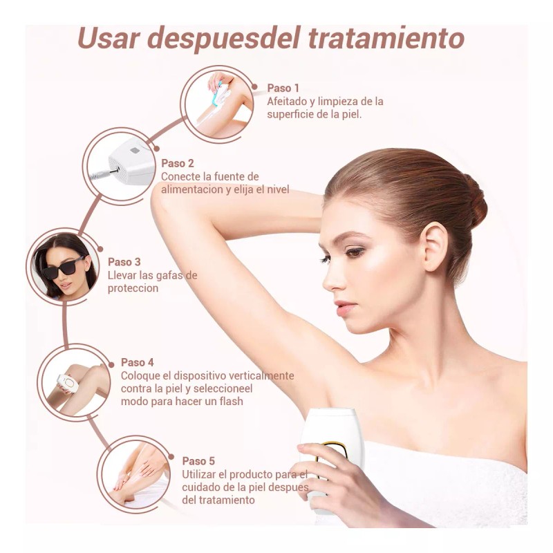 Tensky Depiladora Permanente Láser 999,999 Flashes Facial Y Corpora Niveles