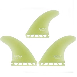 KONA SURF CO. Single Tab (3 Fin) Shortboard Surfboard Fins (Fiberglass Clear, Med (145lb - 175lb))