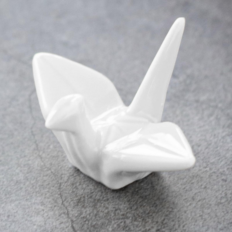 AIMALL Japanese Ceramic Chopstick Rest, Handmade Paper Crane Design Chopstick