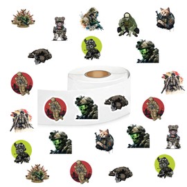 Tactical Stickers (500 pcs), 10 Sheets Graphic Game Cartoon Decal Roll Self Adhesive Seals for Kids Girls Boys Teen Birthday Party Decorations Water Bottle Laptop Scrapbooking Cards Envelopes
