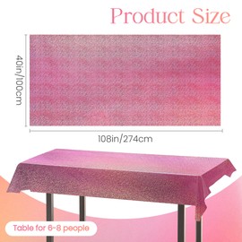 2 pcs Pink Holographic Laser Tablecloths Hot Pink Shiny Table Covers 40" x 108" Foil Disposable Rectangle Table cloths for Girl Birthday Party Wedding Anniversary Bachelorette Baby Shower Decor