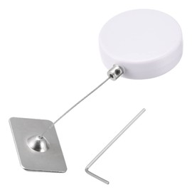 MECCANIXITY Retractable Cable Lock with Double-Sided Adhesive, Remote Control Lock Anti-Lost Rope Hardware Cable Lock 200g Tensile Force White Pack of 2