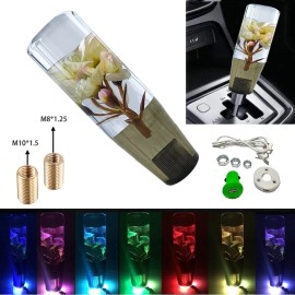 Real Flower Shift Knob VIP JDM LED Light RGB Real Flowers Manual Car Gear Shift Knob Lever Shifter 15CM
