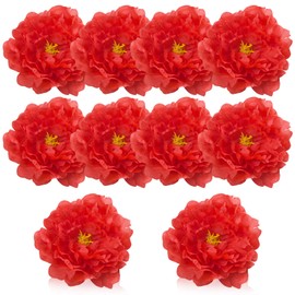 Jinenat 10 Pcs Peonies Artificial Flower Heads,5.12 inch Fake Peonies Silk Peonies for Table Centerpiece,Faux Peonies Artificial Peony Flower Heads for DIY, Wedding,Party,Home Decorations (Red)
